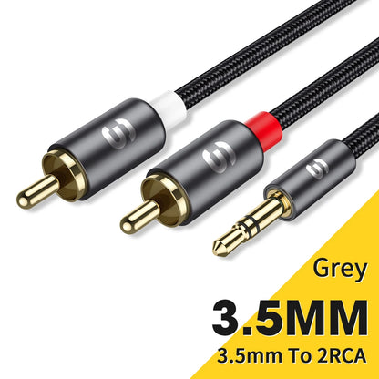 Essager RCA Audio Cable Stereo 3.5mm to 2RCA Cable Male To Female AUX RCA Jack Y Splitter For Amplifier Audio Home Theater Wire