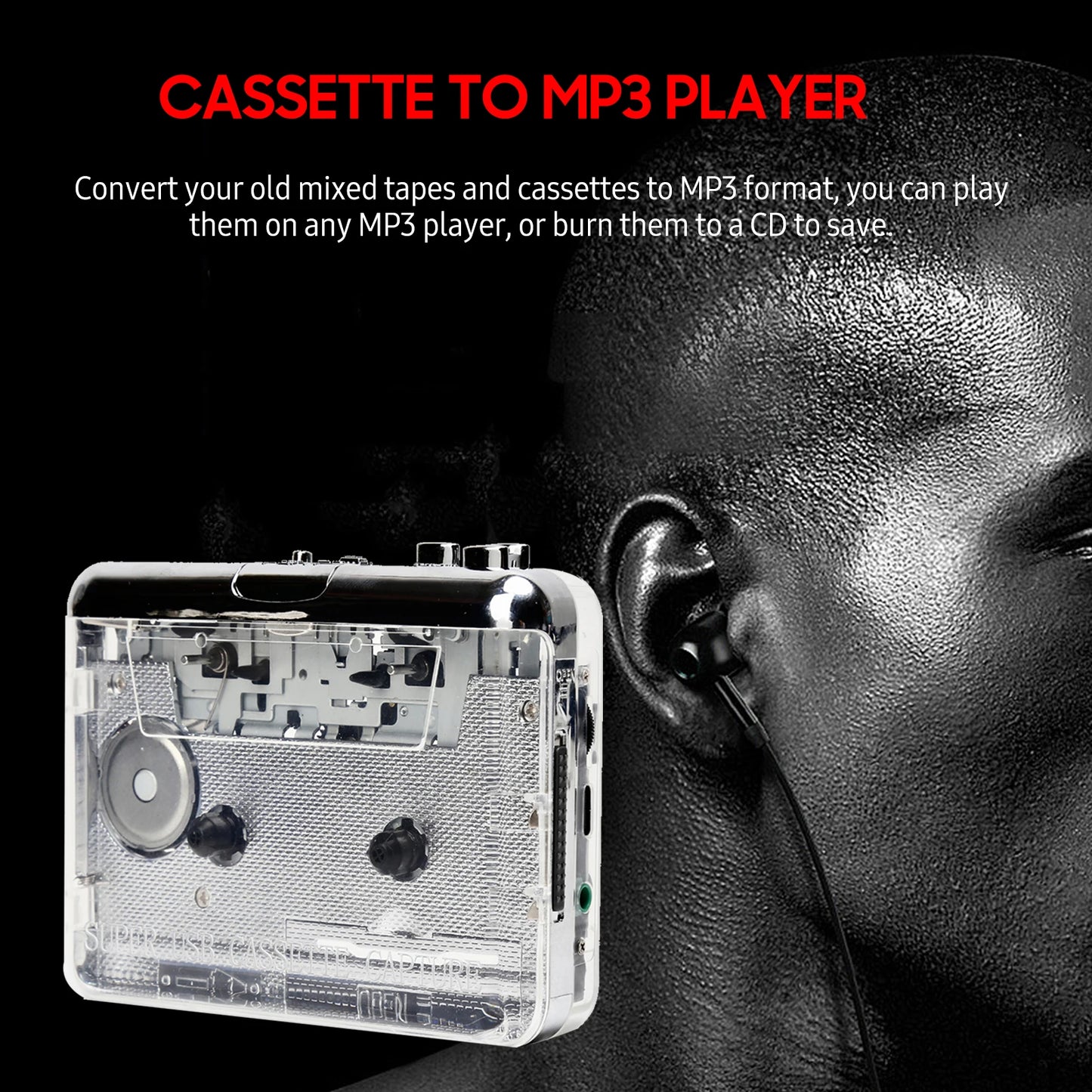 USB Music Player USB MP3 Converter Walkman MP3 for Laptop PC Travel for Vista Battery Cassette Tape to CD Headphone Travel