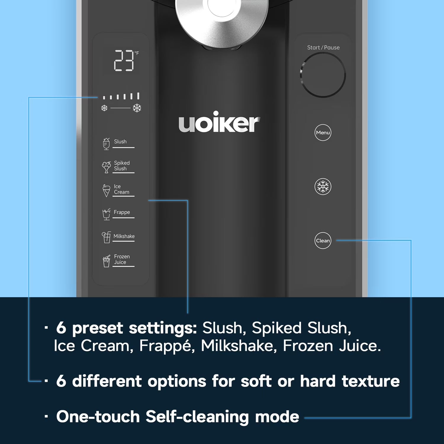 88 Oz. Black Slushy Machine Frozen Drink Maker with Touch Screen, 6 Preset Programs, Self-Cleaning, No Ice Required