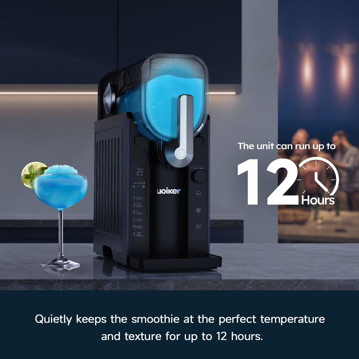 88 Oz. Black Slushy Machine Frozen Drink Maker with Touch Screen, 6 Preset Programs, Self-Cleaning, No Ice Required