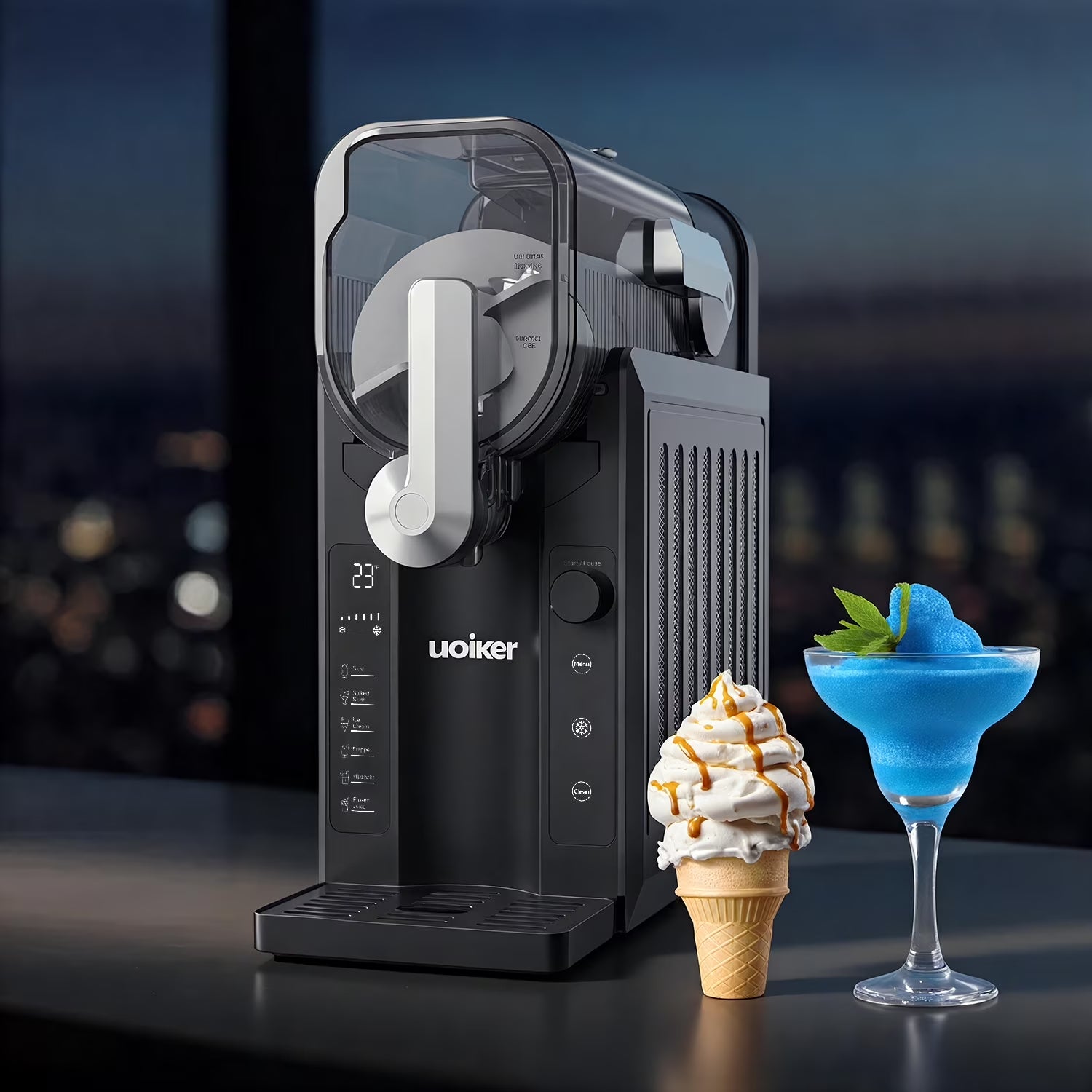 88 Oz. Black Slushy Machine Frozen Drink Maker with Touch Screen, 6 Preset Programs, Self-Cleaning, No Ice Required
