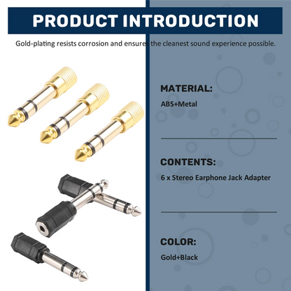 Better Quality 6 Pieces Headphone Adapter 6.35 mm(1/4 inch) Male to 3.5 mm(1/8 inch) Female Stereo Audio Earphone Jack Adapter,