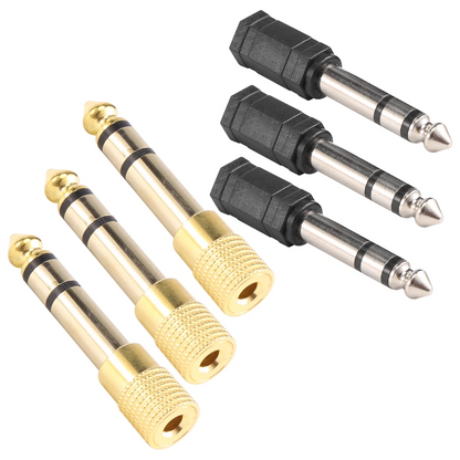 Better Quality 6 Pieces Headphone Adapter 6.35 mm(1/4 inch) Male to 3.5 mm(1/8 inch) Female Stereo Audio Earphone Jack Adapter,