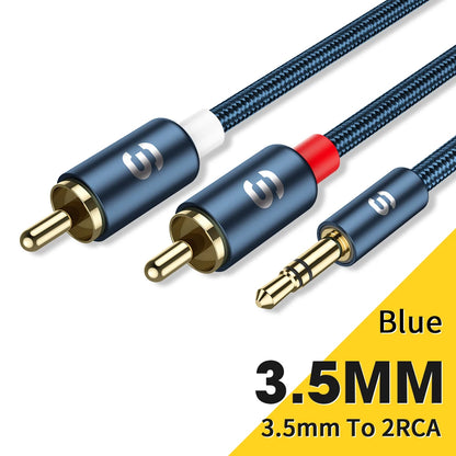 Essager RCA Audio Cable Stereo 3.5mm to 2RCA Cable Male To Female AUX RCA Jack Y Splitter For Amplifier Audio Home Theater Wire
