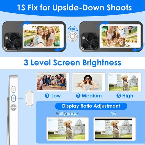 Vlog Selfie Monitor Screen Magnetic Rear Camera Phone Monitor Wireless