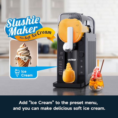 88 Oz. Black Slushy Machine Frozen Drink Maker with Touch Screen, 6 Preset Programs, Self-Cleaning, No Ice Required
