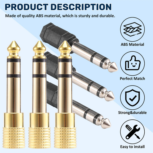Better Quality 6 Pieces Headphone Adapter 6.35 mm(1/4 inch) Male to 3.5 mm(1/8 inch) Female Stereo Audio Earphone Jack Adapter,
